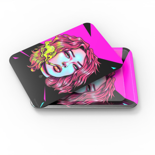 Magnetic Lid Rolling Tray Set – 180×125mm Metal Tray with PVC Magnetic Cover