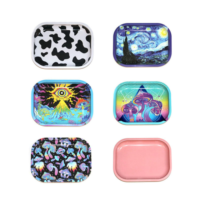 Metal Rolling Tray – 180×140mm, Creative Printed Design