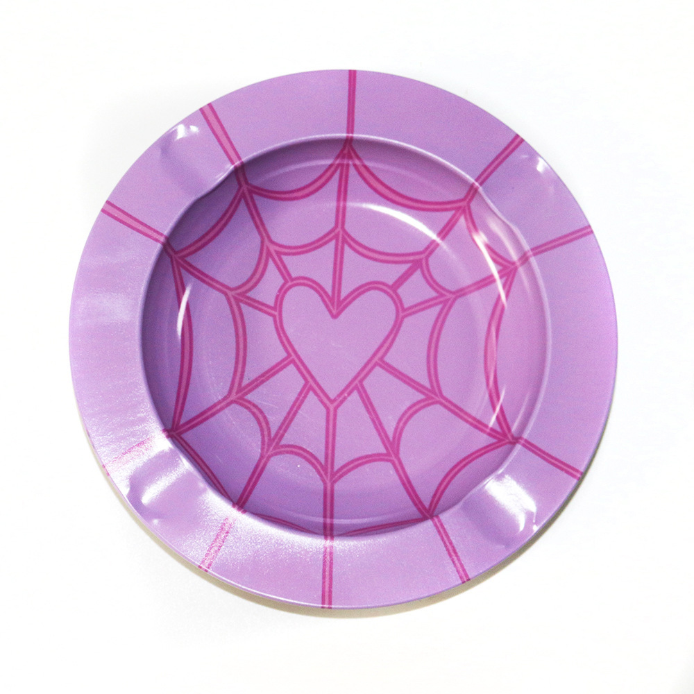 Mini Round Rolling Tray – 14cm Metal Herb Tray with Creative Prints