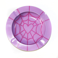 Mini Round Rolling Tray – 14cm Metal Herb Tray with Creative Prints