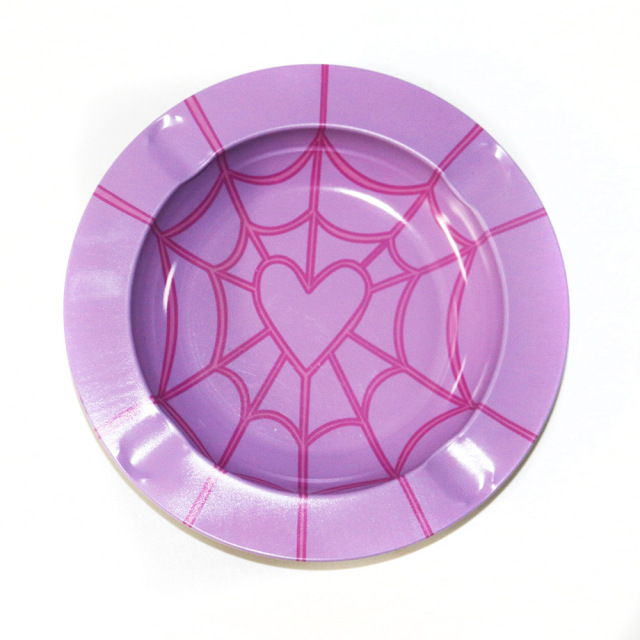 Mini Round Rolling Tray – 14cm Metal Herb Tray with Creative Prints