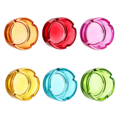 73mm Round Colored Glass Ashtray – Compact & Durable