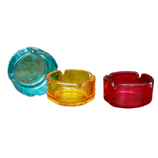 73mm Round Colored Glass Ashtray – Compact & Durable