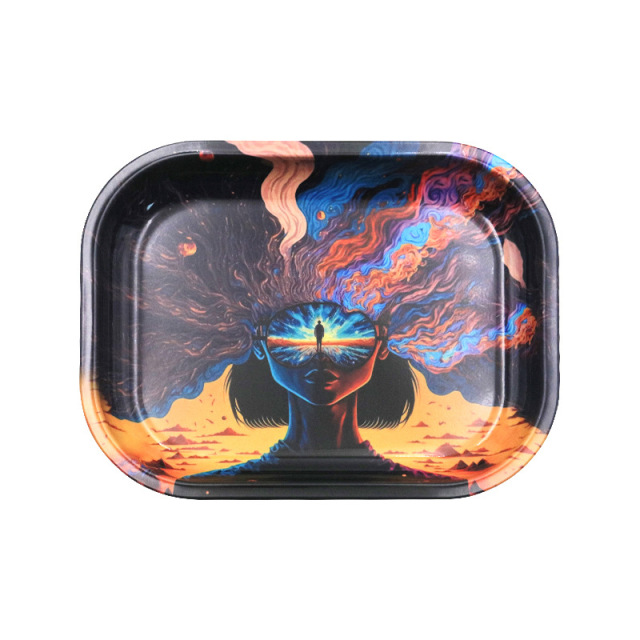 Metal Rolling Tray – 180×140mm, Creative Printed Design
