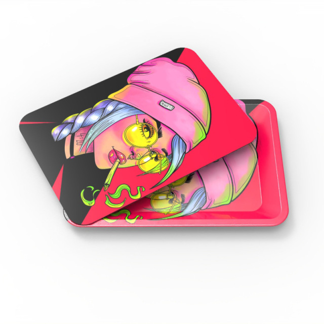 Magnetic Lid Rolling Tray Set – 180×125mm Metal Tray with PVC Magnetic Cover