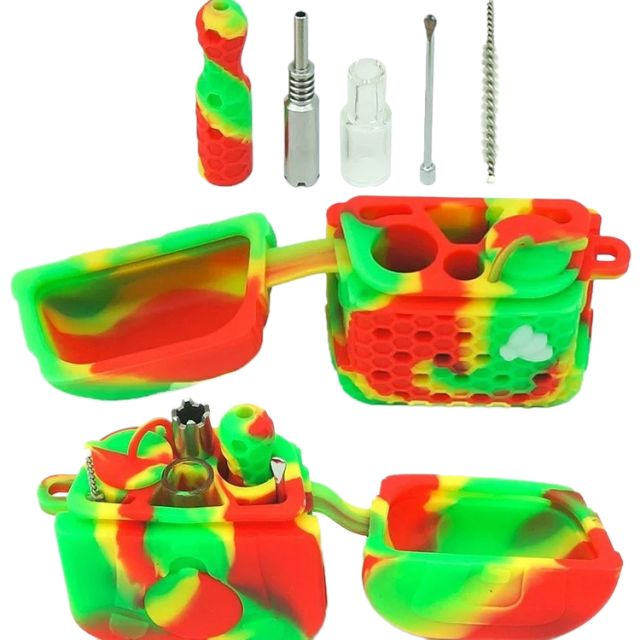 Silicone Honeycomb Nectar Collector with Stainless Steel Tip – Portable Smoking Pipe