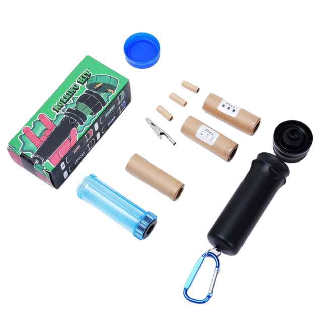 3-in-1 Portable Rolling Kit – Cone Filler, Storage Tube & Keychain Holder