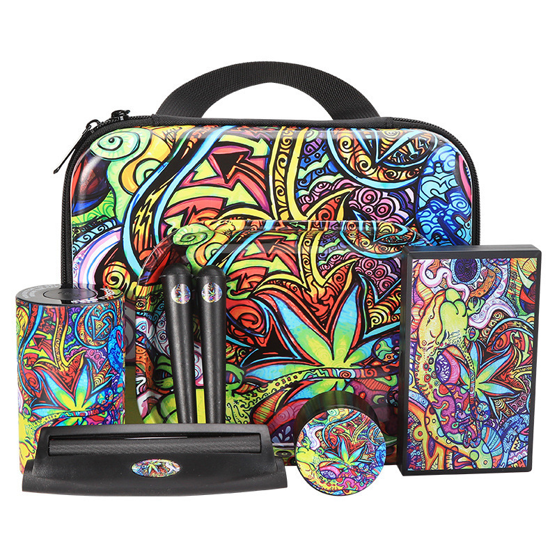 Deluxe Smoking Gift Set with Rolling Tray, Grinder, Storage Jar, Cone Tube & Rolling Machine