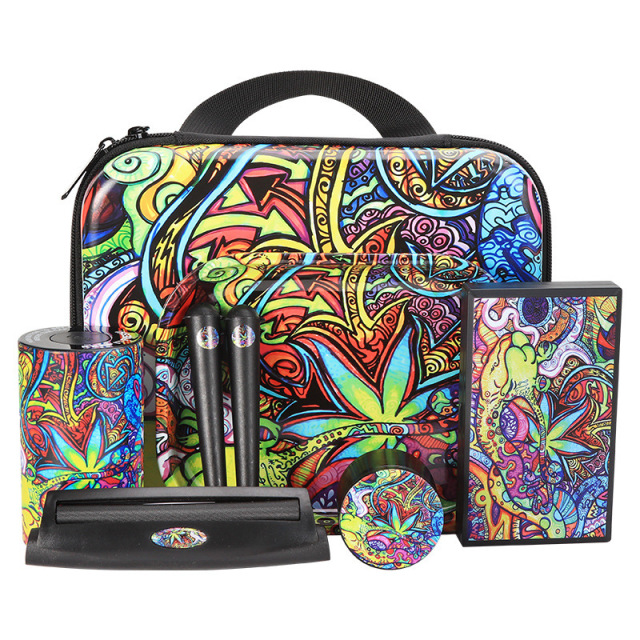 Deluxe Smoking Gift Set with Rolling Tray, Grinder, Storage Jar, Cone Tube & Rolling Machine