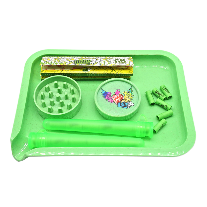 Rolling Tray Kit with Grinder, Rolling Papers, Tips & Tube – Complete Smoking Starter Set