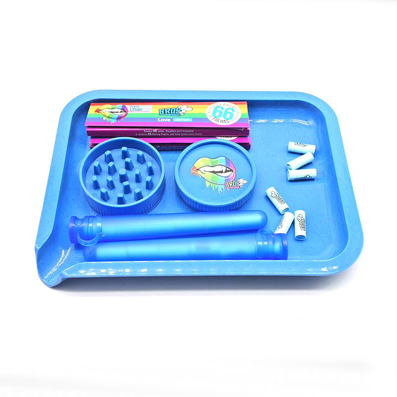 Rolling Tray Kit with Grinder, Rolling Papers, Tips & Tube – Complete Smoking Starter Set