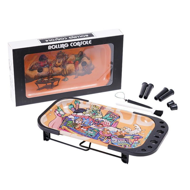 Folding Rolling Tray with Stand – Large Metal Tray for Rolling & Storage (31×16.8×5 cm)