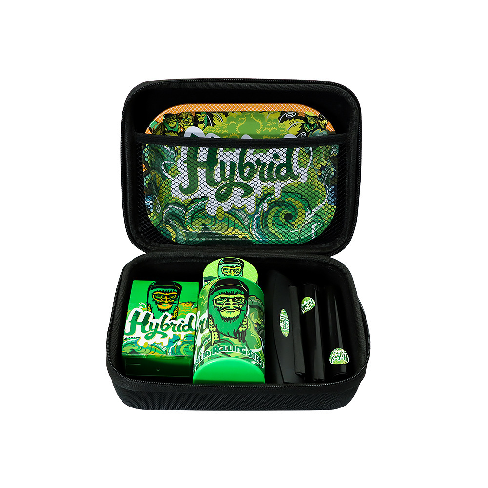 Sativa Rolling Tray Pipe Set – Complete Smoking Kit with Grinder, Storage Jars & Carry Case