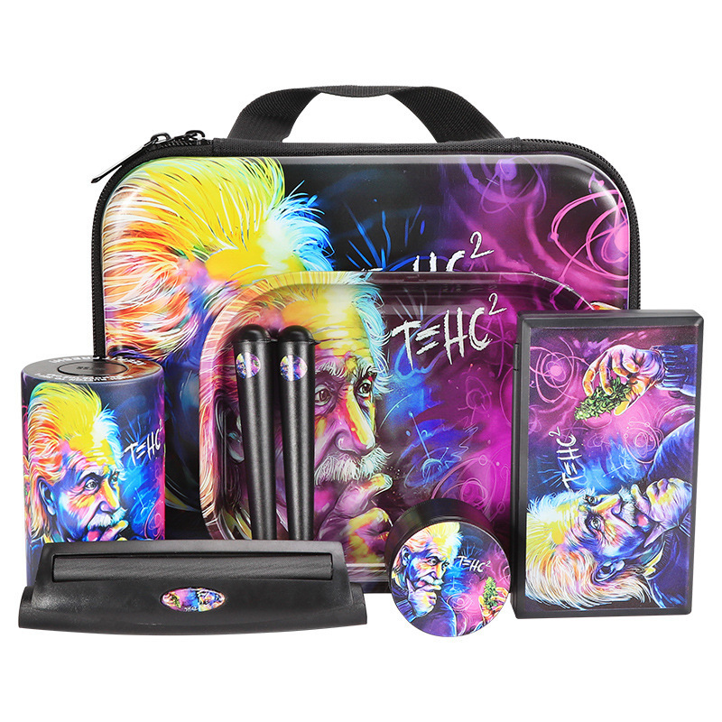 Deluxe Smoking Gift Set with Rolling Tray, Grinder, Storage Jar, Cone Tube & Rolling Machine