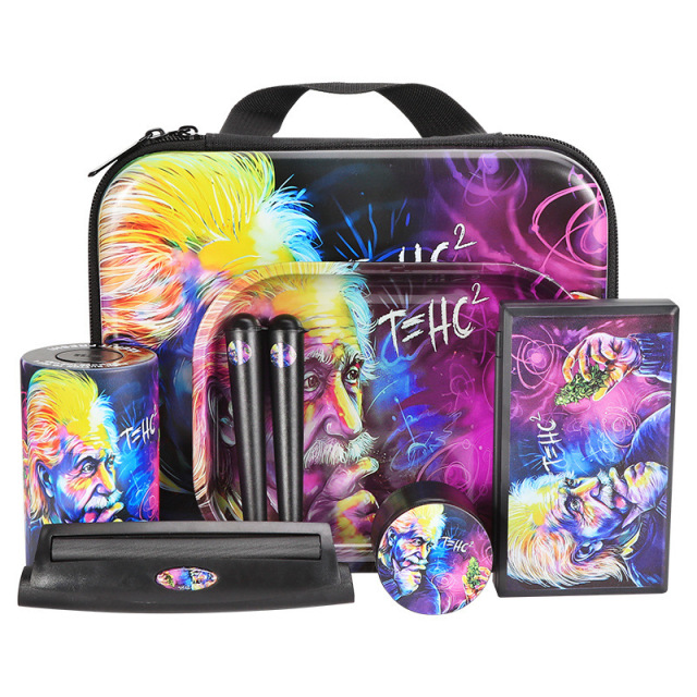 Deluxe Smoking Gift Set with Rolling Tray, Grinder, Storage Jar, Cone Tube & Rolling Machine