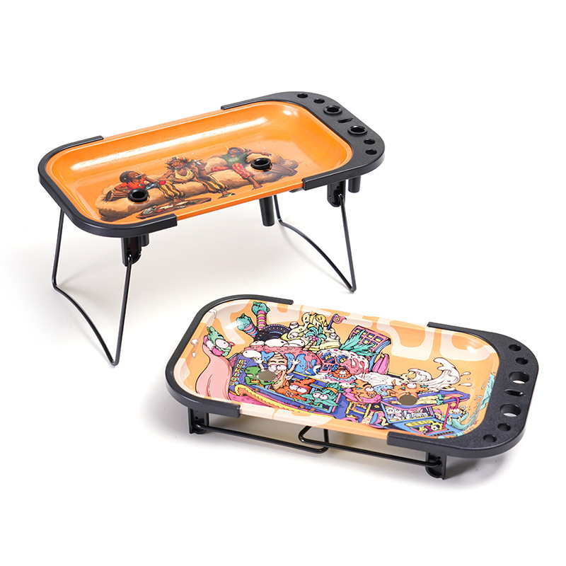 Folding Rolling Tray with Stand – Large Metal Tray for Rolling & Storage (31×16.8×5 cm)