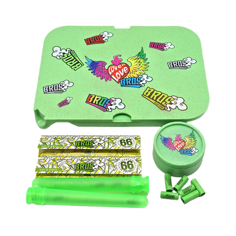 Rolling Tray Kit with Grinder, Rolling Papers, Tips & Tube – Complete Smoking Starter Set