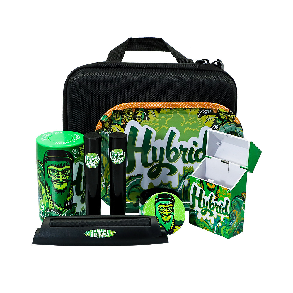 Sativa Rolling Tray Pipe Set – Complete Smoking Kit with Grinder, Storage Jars & Carry Case