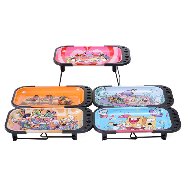 Folding Rolling Tray with Stand – Large Metal Tray for Rolling & Storage (31×16.8×5 cm)