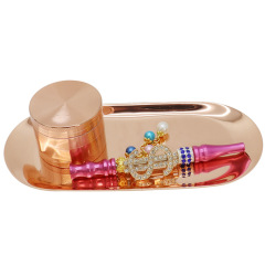 Luxury Smoking Accessories Set | Stainless Steel Tray, 50mm Herb Grinder & Metal Pipe | Gift Smoking Kit