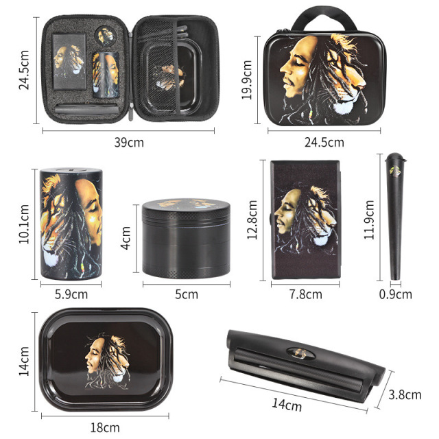 Deluxe Smoking Gift Set with Rolling Tray, Grinder, Storage Jar, Cone Tube & Rolling Machine