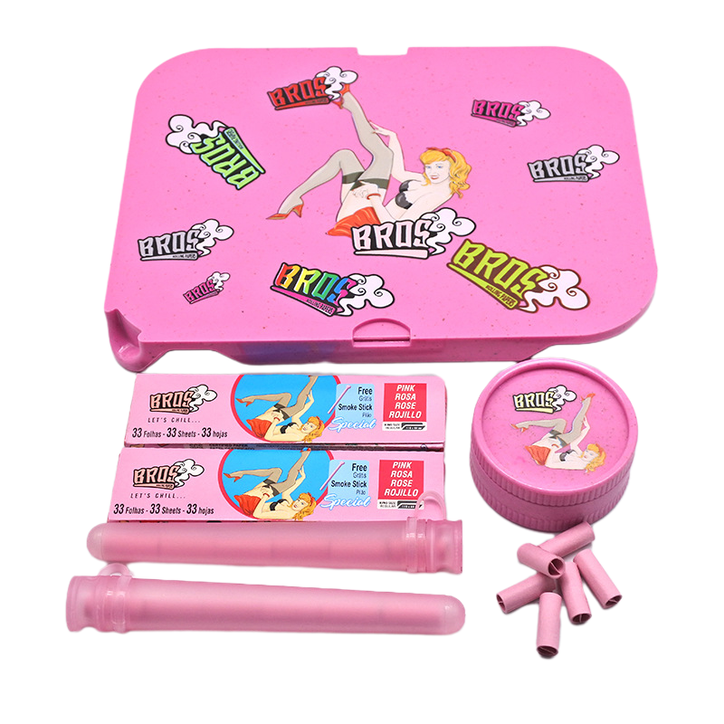 Rolling Tray Kit with Grinder, Rolling Papers, Tips & Tube – Complete Smoking Starter Set