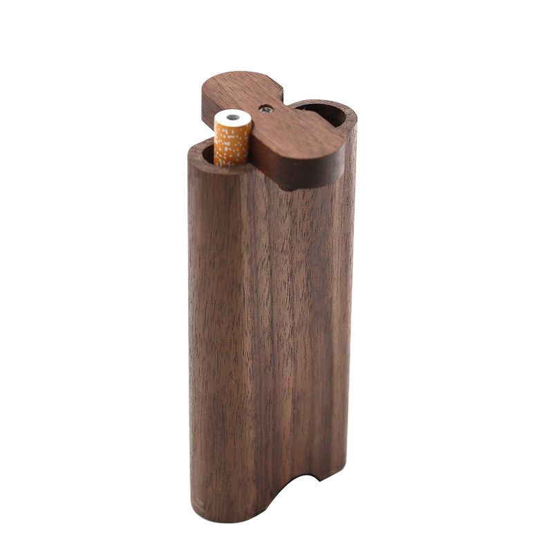 Walnut Wood Dugout Box with Metal One-Hitter & Cleaning Tool | Portable Smoking Set