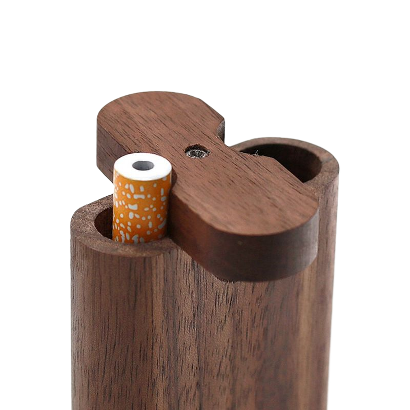 Walnut Wood Dugout Box with Metal One-Hitter & Cleaning Tool | Portable Smoking Set
