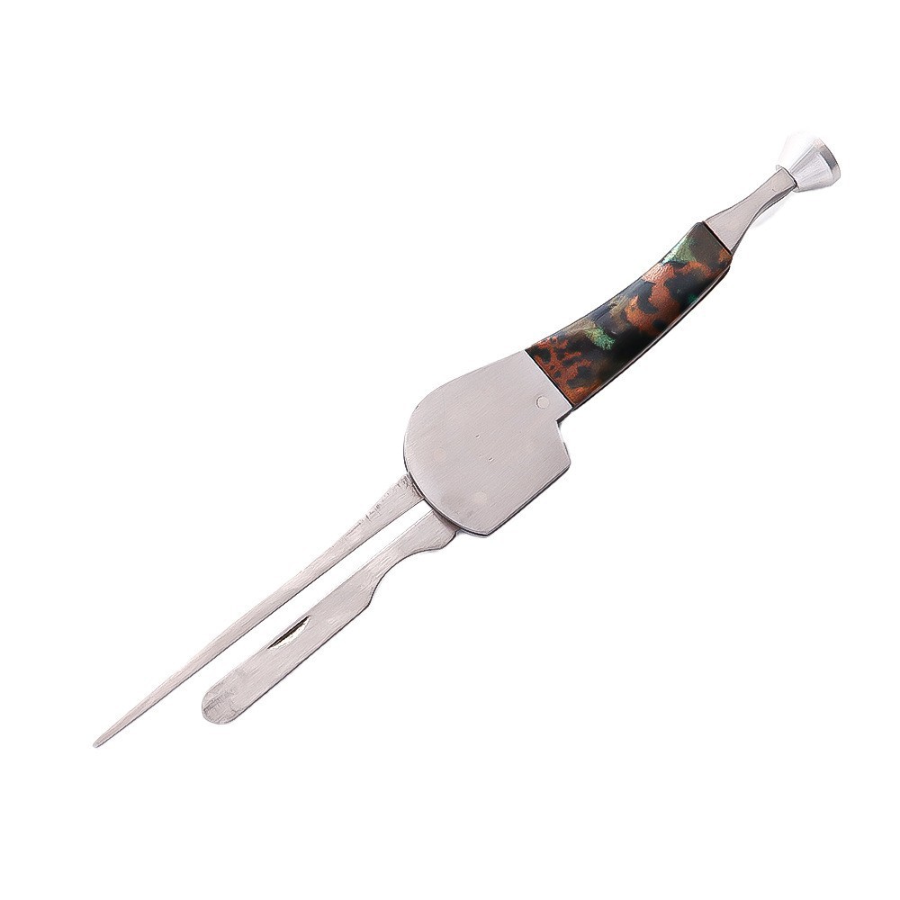 3-in-1 Pipe Tamper Tool | Stainless Steel Wood Handle Smoking Cleaner
