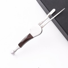 3-in-1 Pipe Tamper Tool | Stainless Steel Wood Handle Smoking Cleaner