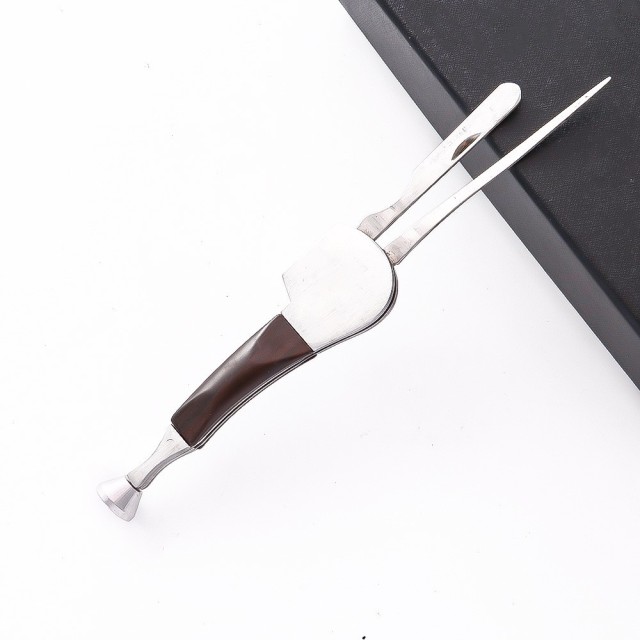3-in-1 Pipe Tamper Tool | Stainless Steel Wood Handle Smoking Cleaner
