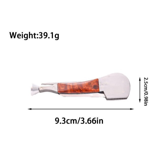 3-in-1 Pipe Tamper Tool | Stainless Steel Wood Handle Smoking Cleaner