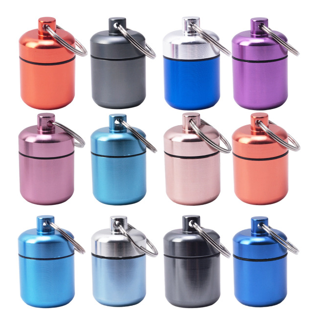 Mini Aluminum Alloy Pill Case with Keychain | Portable Airtight Storage Jar for Coins, Pills & Earplugs