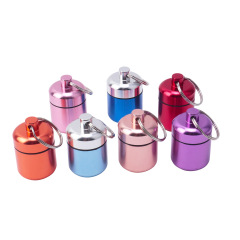 Mini Aluminum Alloy Pill Case with Keychain | Portable Airtight Storage Jar for Coins, Pills & Earplugs