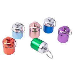 Mini Aluminum Alloy Pill Case with Keychain | Portable Airtight Storage Jar for Coins, Pills & Earplugs