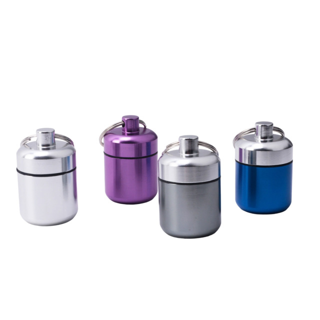 Mini Aluminum Alloy Pill Case with Keychain | Portable Airtight Storage Jar for Coins, Pills & Earplugs