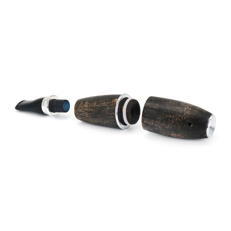 Handcrafted Wooden Torpedo Pipe | Portable Retro Wood Tobacco Pipe with Pouch