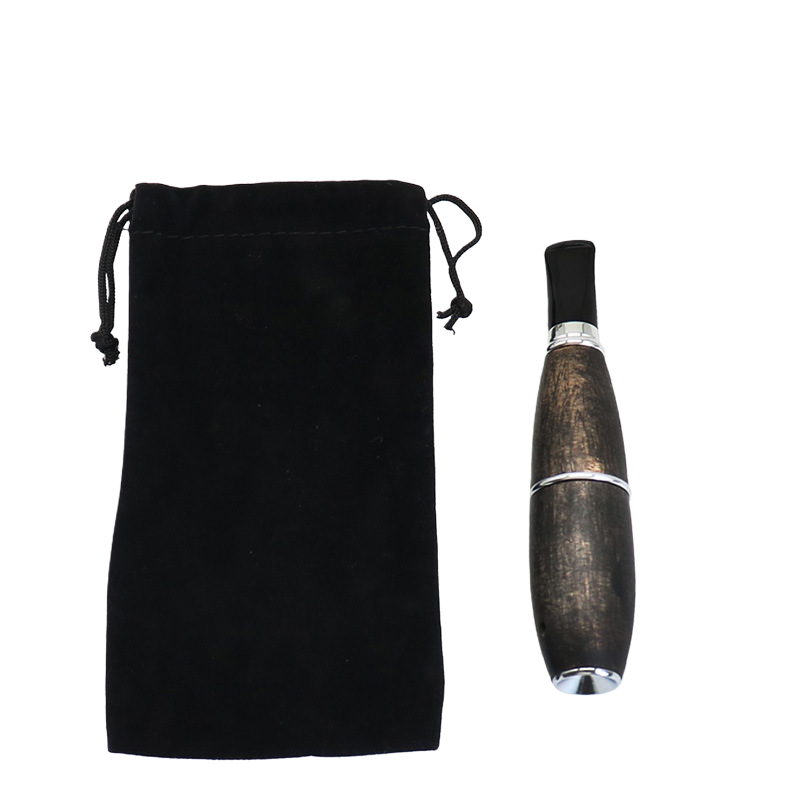 Handcrafted Wooden Torpedo Pipe | Portable Retro Wood Tobacco Pipe with Pouch