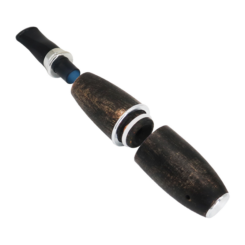 Handcrafted Wooden Torpedo Pipe | Portable Retro Wood Tobacco Pipe with Pouch