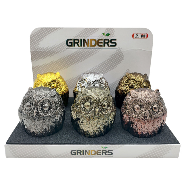 Owl Shape Zinc Alloy Grinder – 3 Layers Creative Herb Grinder for Tobacco and Spices
