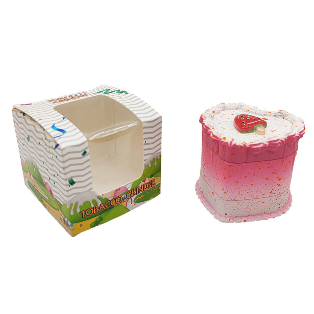 Cute Cake Shape Grinder – Strawberry Heart Design Zinc Alloy & Plastic Herb Grinder