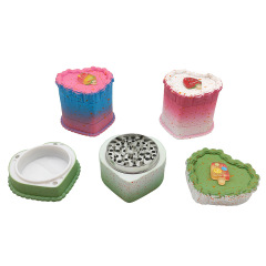 Cute Cake Shape Grinder – Strawberry Heart Design Zinc Alloy & Plastic Herb Grinder
