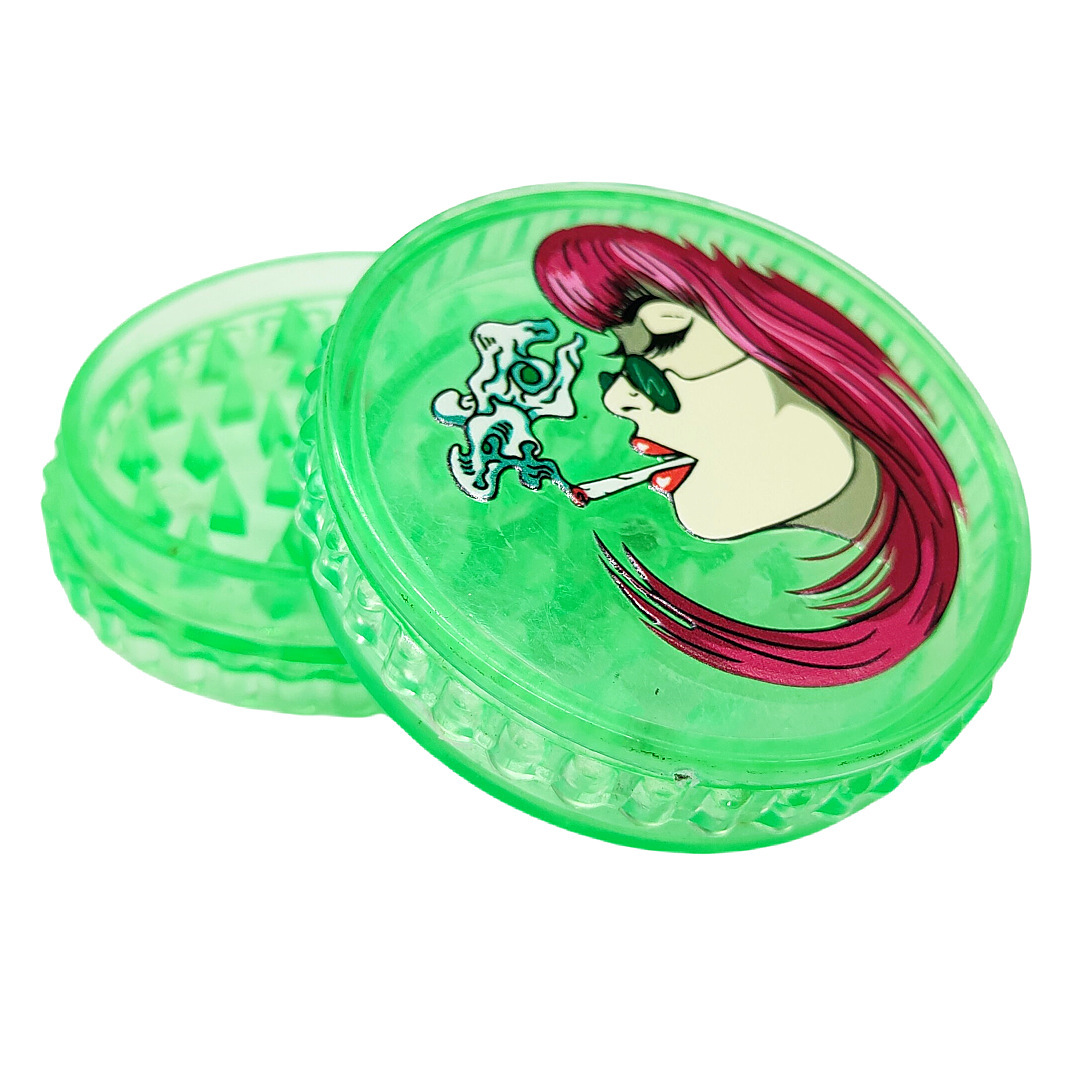 60mm 3-Layer Plastic Herb Grinder – Printed Design Portable Manual Grinder for Herbs & Tobacco