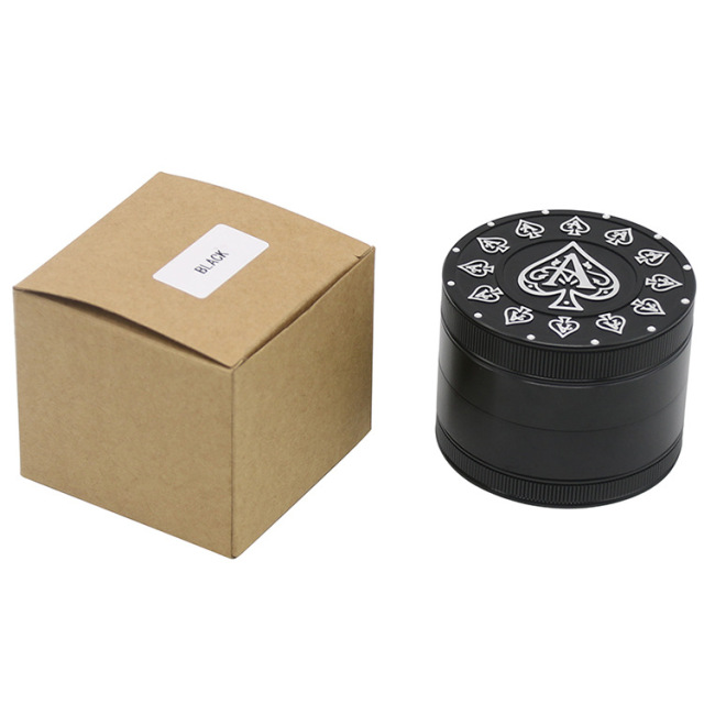 63mm Aluminum Alloy 4-Layer Grinder with Ace of Spades Pattern