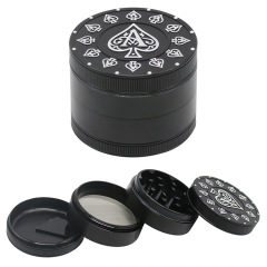 63mm Aluminum Alloy 4-Layer Grinder with Ace of Spades Pattern