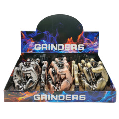 Middle Finger Hand Gesture Herb Grinder 3-Piece Zinc Alloy Grinder with Detachable Handle – Creative Smoking Accessory