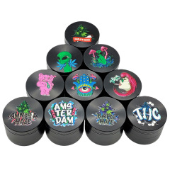 Amsterdam Printed Metal Herb Grinder 3-Layer Zinc Alloy Tobacco Grinder 40/50/55/63mm