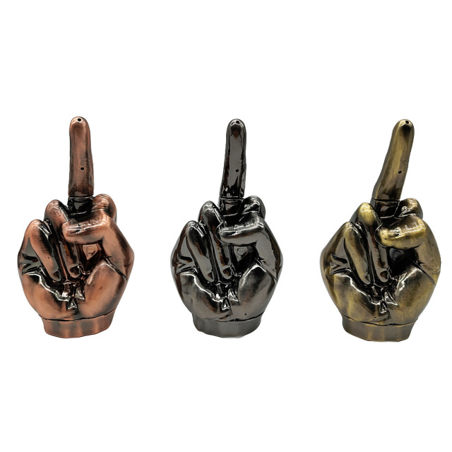 Middle Finger Hand Gesture Herb Grinder 3-Piece Zinc Alloy Grinder with Detachable Handle – Creative Smoking Accessory