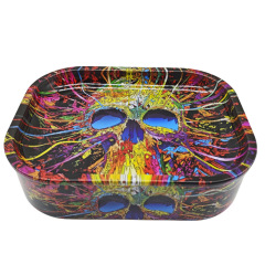 Custom Printed Metal Rolling Tray with Lid | 18×14×4.5cm Tinplate Cigarette Tray for Smoking Accessories