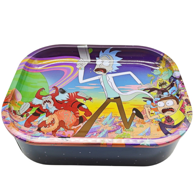 Custom Printed Metal Rolling Tray with Lid | 18×14×4.5cm Tinplate Cigarette Tray for Smoking Accessories